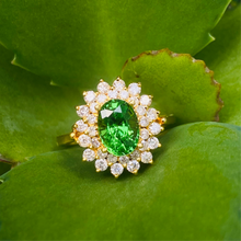 Load image into Gallery viewer, Ring -Tsavorite & Diamond 18k Gold J N Gems