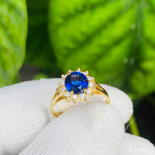 Load image into Gallery viewer, Ring -Blue sapphire & Diamond 18k Gold J N Gems