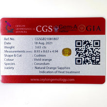 Load image into Gallery viewer, 3.63ct Natural Yellow Sapphire - J N Gems