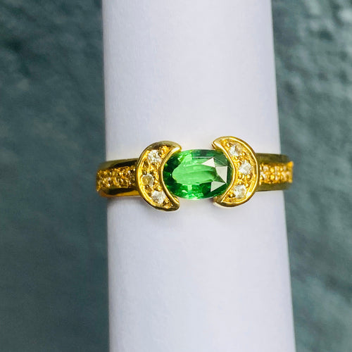 Ring -Tsavorite & Diamond 18k Gold J N Gems