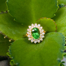 Load image into Gallery viewer, Ring -Tsavorite &amp; Diamond 18k Gold J N Gems
