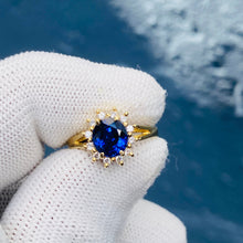 Load image into Gallery viewer, Ring -Blue sapphire &amp; Diamond 18k Gold J N Gems
