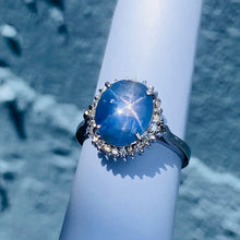 Load image into Gallery viewer, Ring -Blue sapphire &amp; Diamond 18k White Gold J N Gems
