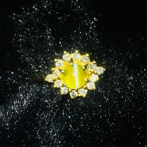 Ring - Chrysoberyl Cat's Eye & Diamond 18k Gold J N Gems