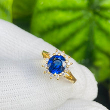 Load image into Gallery viewer, Ring -Blue sapphire &amp; Diamond 18k Gold J N Gems
